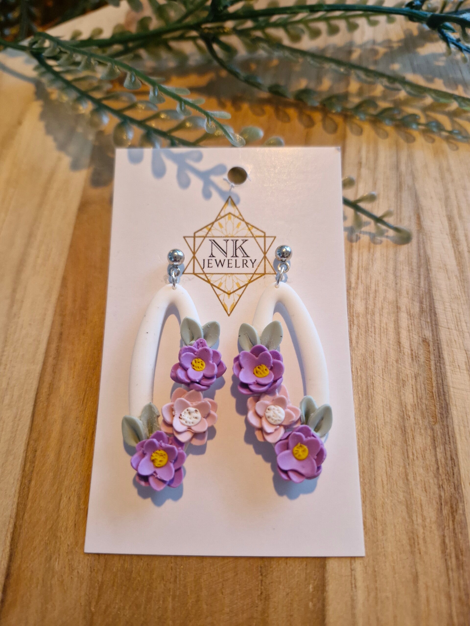 Oorbel Bloem Wit Lang