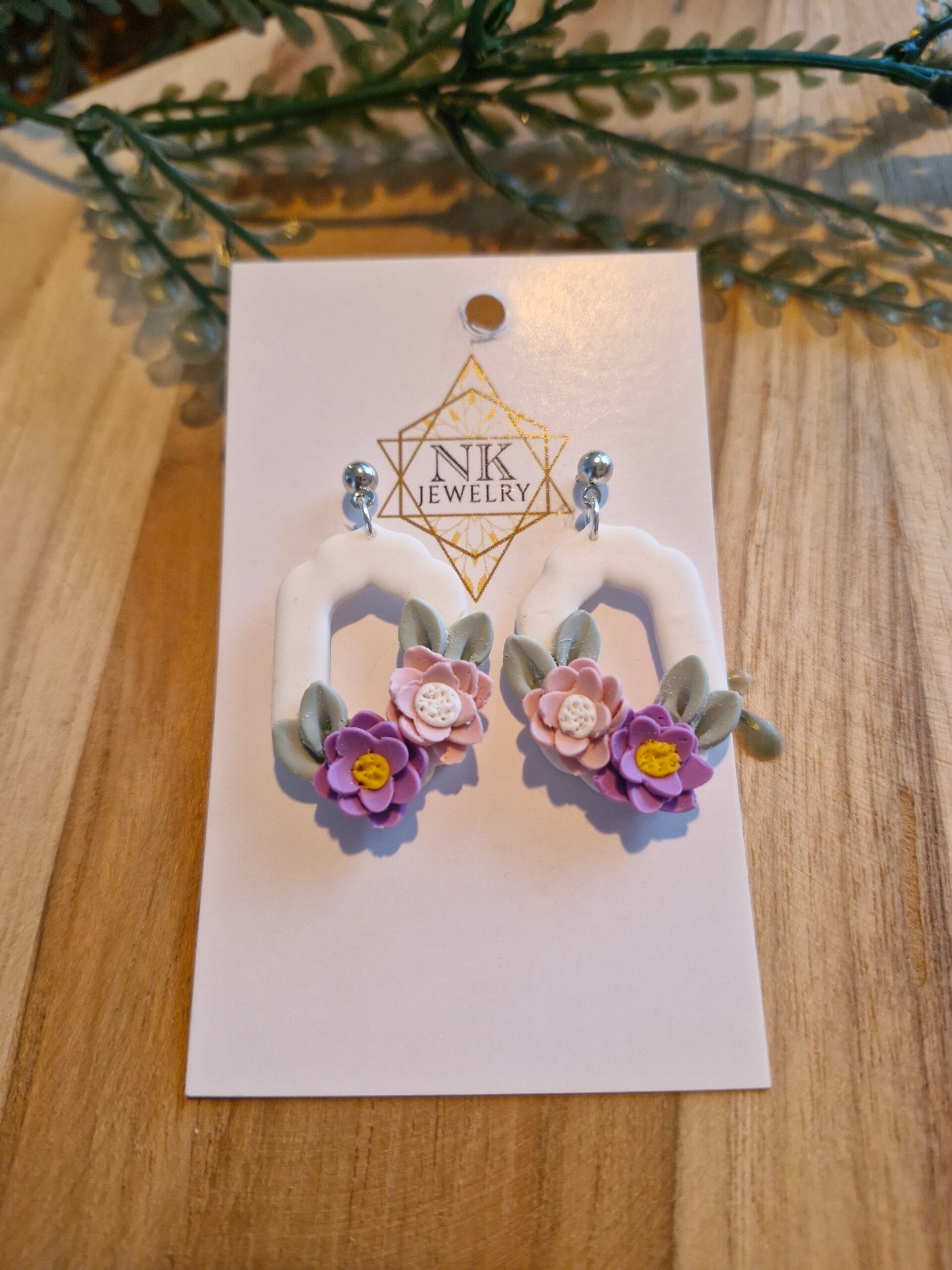 Oorbel Bloem Wit Kort