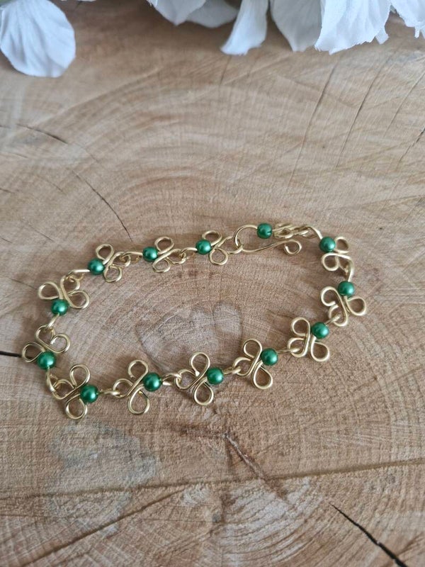 Armband Klaver Groen Goudkleurig