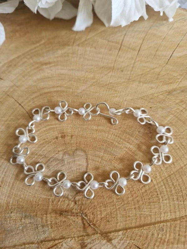Armband Klaver Parelmoer Zilverkleurig