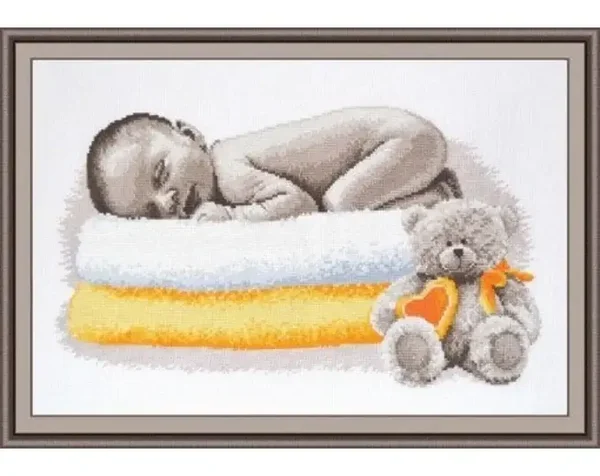 * baby on blanket