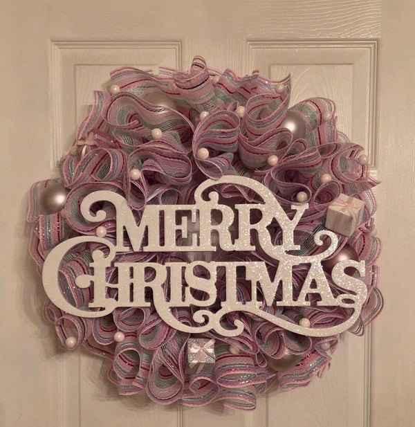 Pink merry Christmas wreath