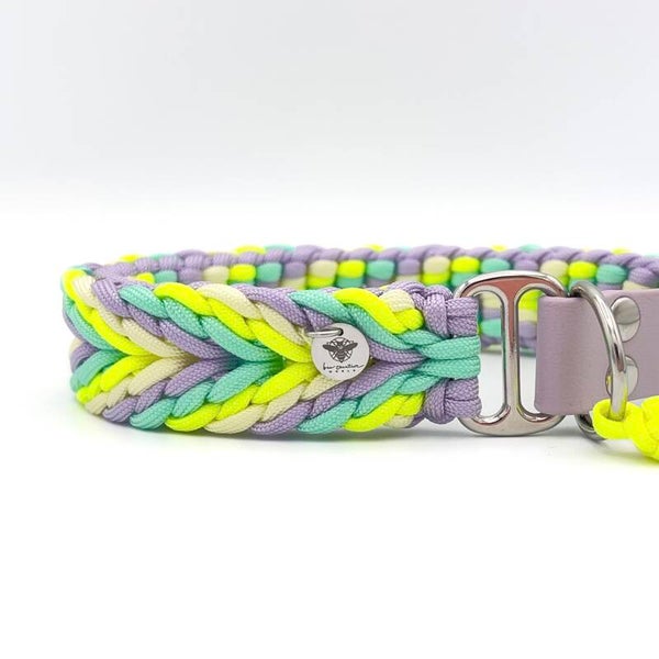 BELLATRIX Paracord Hundehalsband - Neongelb, Lila, Mint