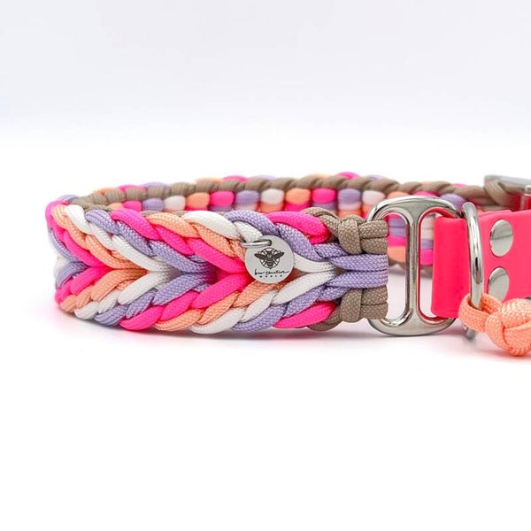 BELLATRIX Paracord Hundehalsband - Neonpink, Lila, Pastellorange