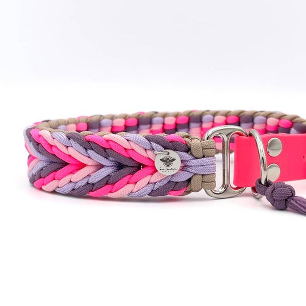 BELLATRIX Paracord Hundehalsband - Neonpink, Lila