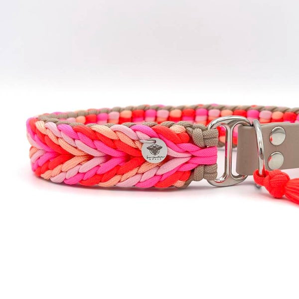 BELLATRIX Paracord Hundehalsband - Neonpink, Neonkorall