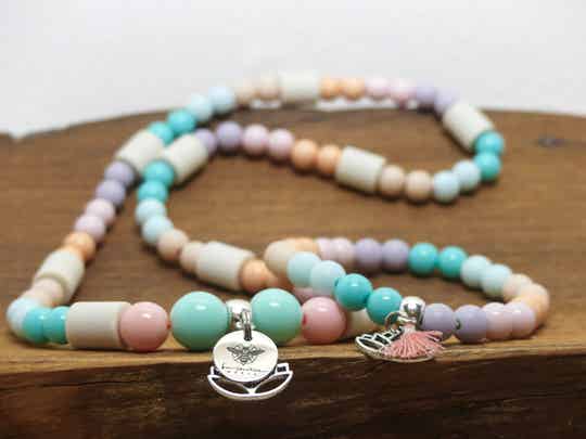 Hundehalskette mit EM-Keramik - apricot türkis