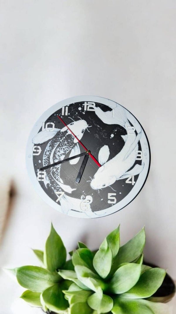 Wanduhr Koi