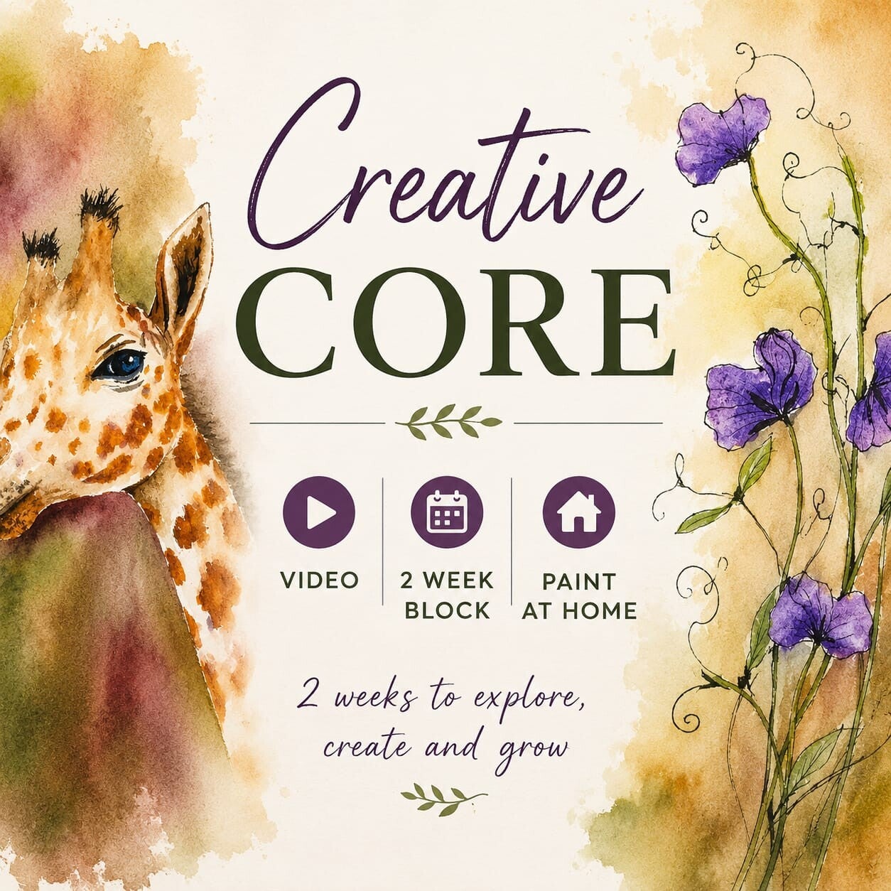 Creative Core Video Block Ink Sweet Peas & Stylised Giraffe
