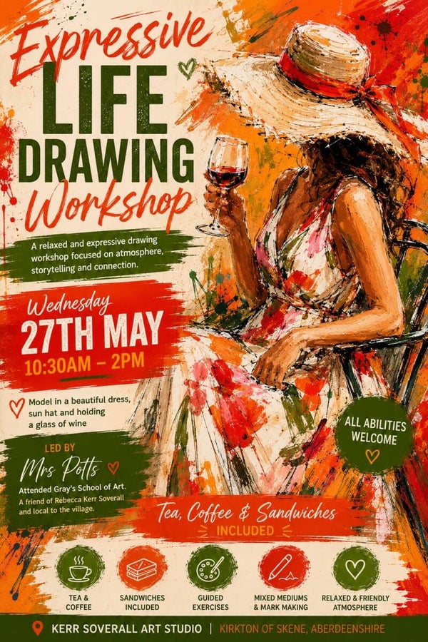 Expressive Life Drawing 27th of May Wednesday Morning 10.30-13.30pm