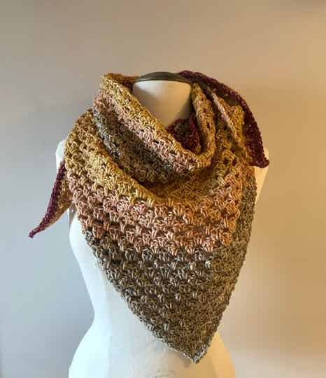 Golden Garnet Crochet Shawl