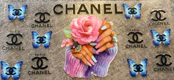 Chanel with rose and hands