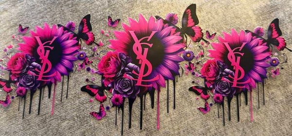 Purple ysl with flowers and butterflies