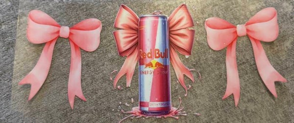 Redbull with large pink bows