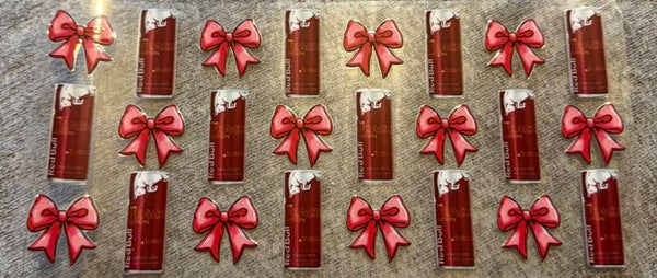 Red redbull with red bows
