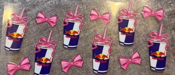 Redbull with pink bows