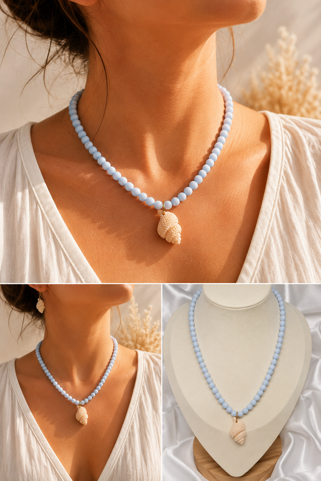 Lichtblauwe kralenketting
