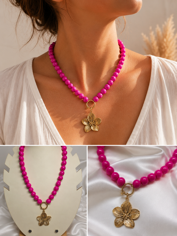 Roze ketting met bloem