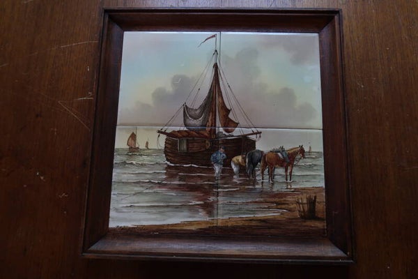 Tegelschildering “Vissersscène met Paarden” – P.K. Francken
