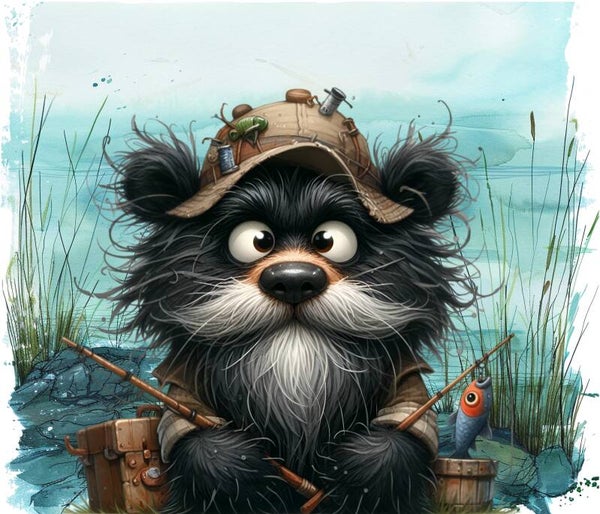 SUPERBE GRAND NAPPERON : C'EST L'HEURE DE LA PECHE