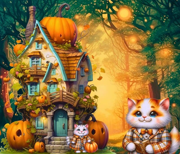 GRAND NAPPERON MAGNIFIQUE : HALLOWEEN MA MAISON EST EN CITROUILLE