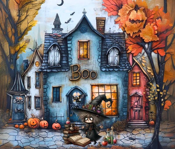 GRAND NAPPERON MAGNIFIQUE : HALLOWEEN LA PETITE SORCIERE ALCHIMISTE