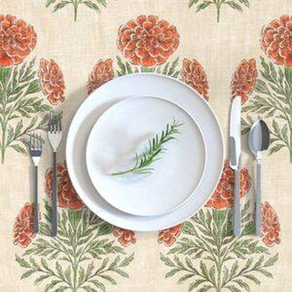 NAPPE DE DESIGNER POUR 2: SOUCIS KAKI