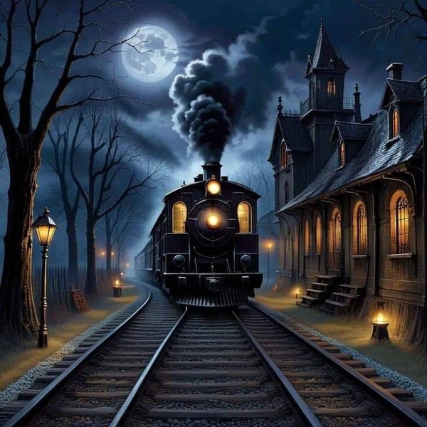 Train de nuit arrive en gare!