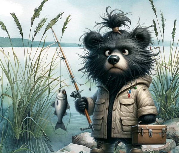 GRAND NAPPERON FABULEUX JUSTE UN POISSON ... PAUVRE PAPA OURS...