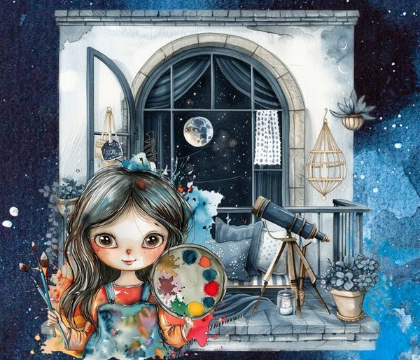 GRAND NAPPERON MONDE SCOLAIRE : PEINDRE LE CIEL NOCTURNE