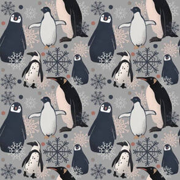 GRAND NAPPERON MAGNIFIQUE PINGOUINS SUR FOND GRIS