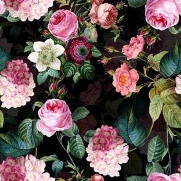 NAPPE DE DESIGNER POUR 2: ROSES D'ÉTÉ SOMBRE ROMANTIQUE VINTAGE