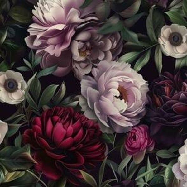 NAPPE DE DESIGNER POUR 2:  PIVOINES GLAMOUR ROMANTIQUES