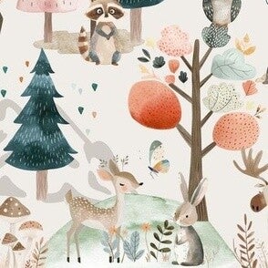 NAPPE DE DESIGNER POUR 2: ANIMAUX DE LA FORET