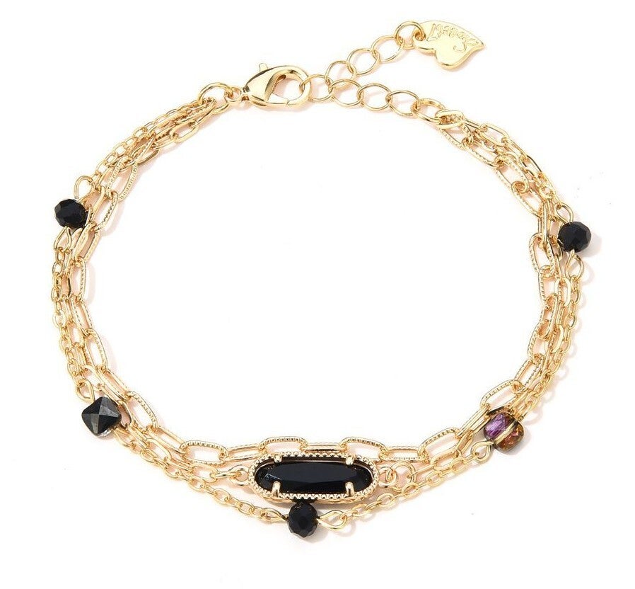oval crystal armband zwart