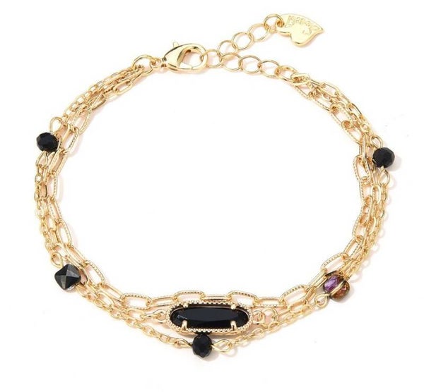 oval crystal armband zwart
