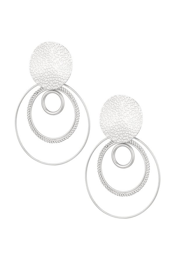 Oorbellen verschillende ringen - Zilver kleur