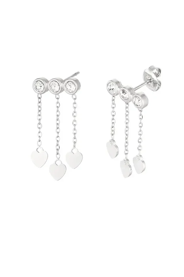 Oorbellen hartjes & steentjes zilver