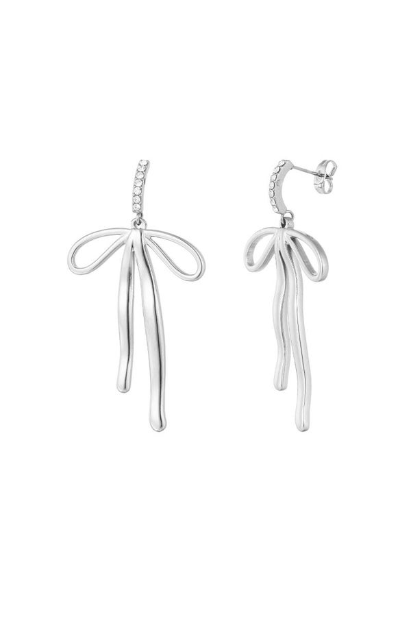 diamant strik oorbellen zilver