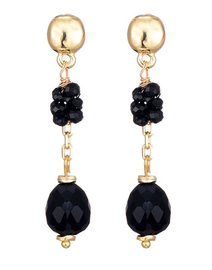 facet dangle oorbellen zwart
