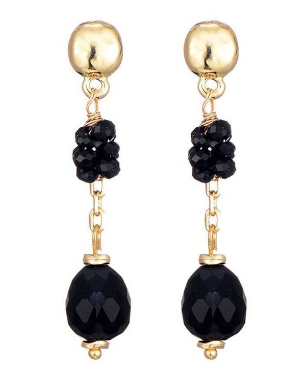 facet dangle oorbellen zwart