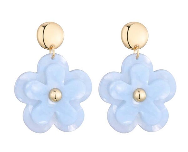 bloem oorbellen blauw