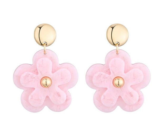 bloem oorbellen roze