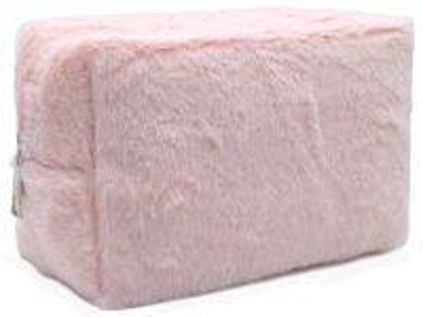 fluffy make up tas roze