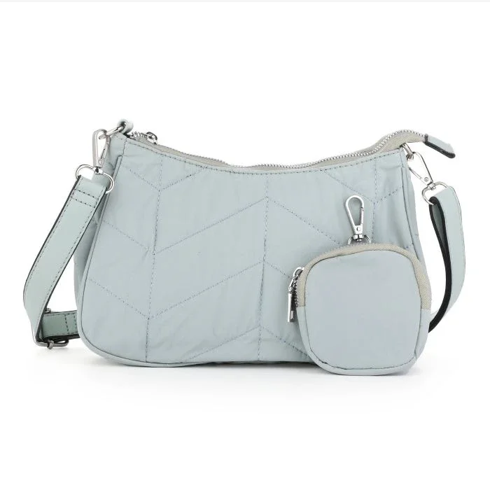Nylon schoudertas met mini etui groen
