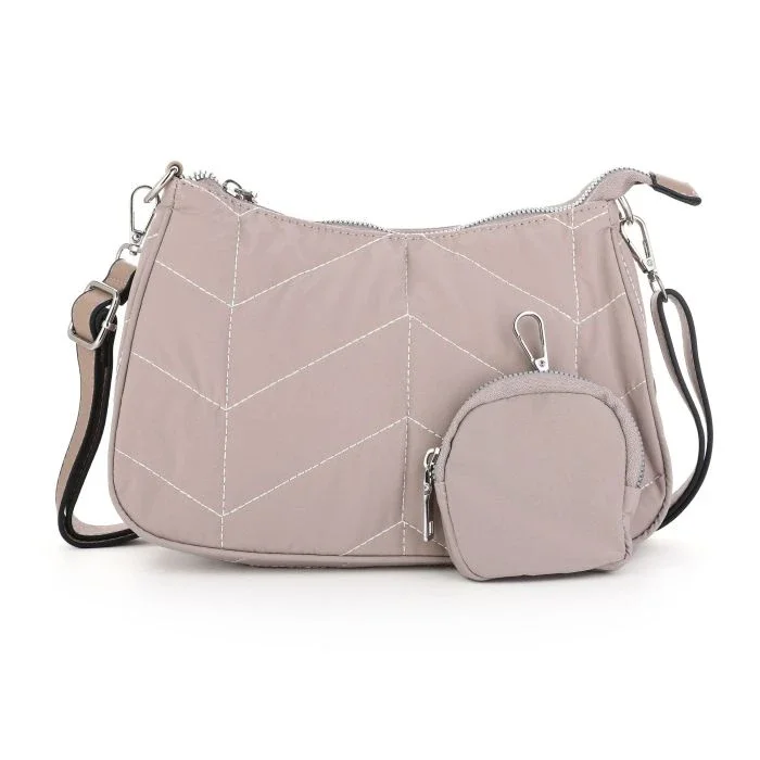 Nylon schoudertas met mini etui khaki