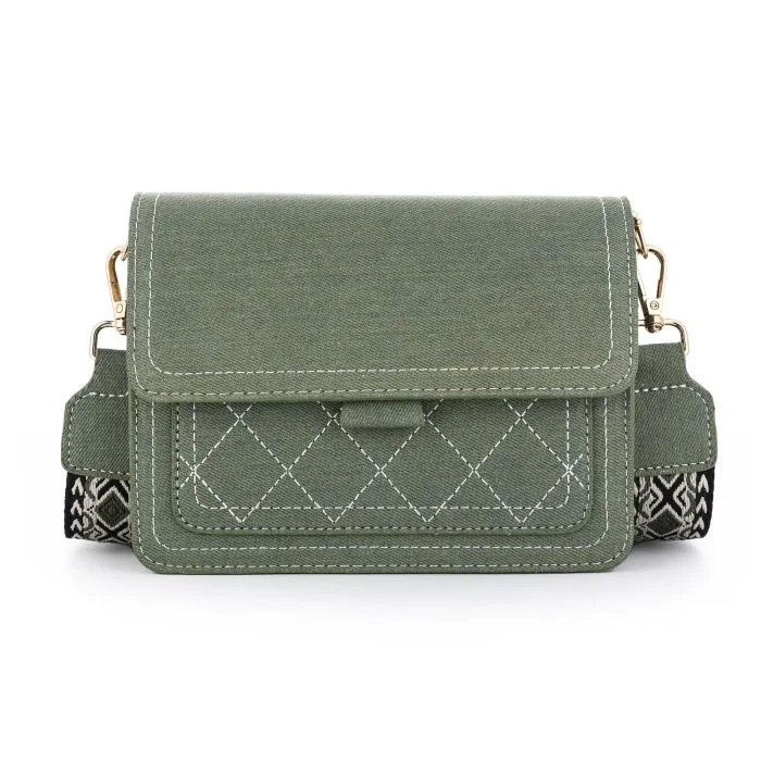 denim crossbody groen