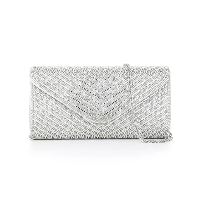 chevron clutch zilver