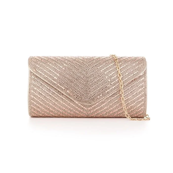chevron clutch champagne