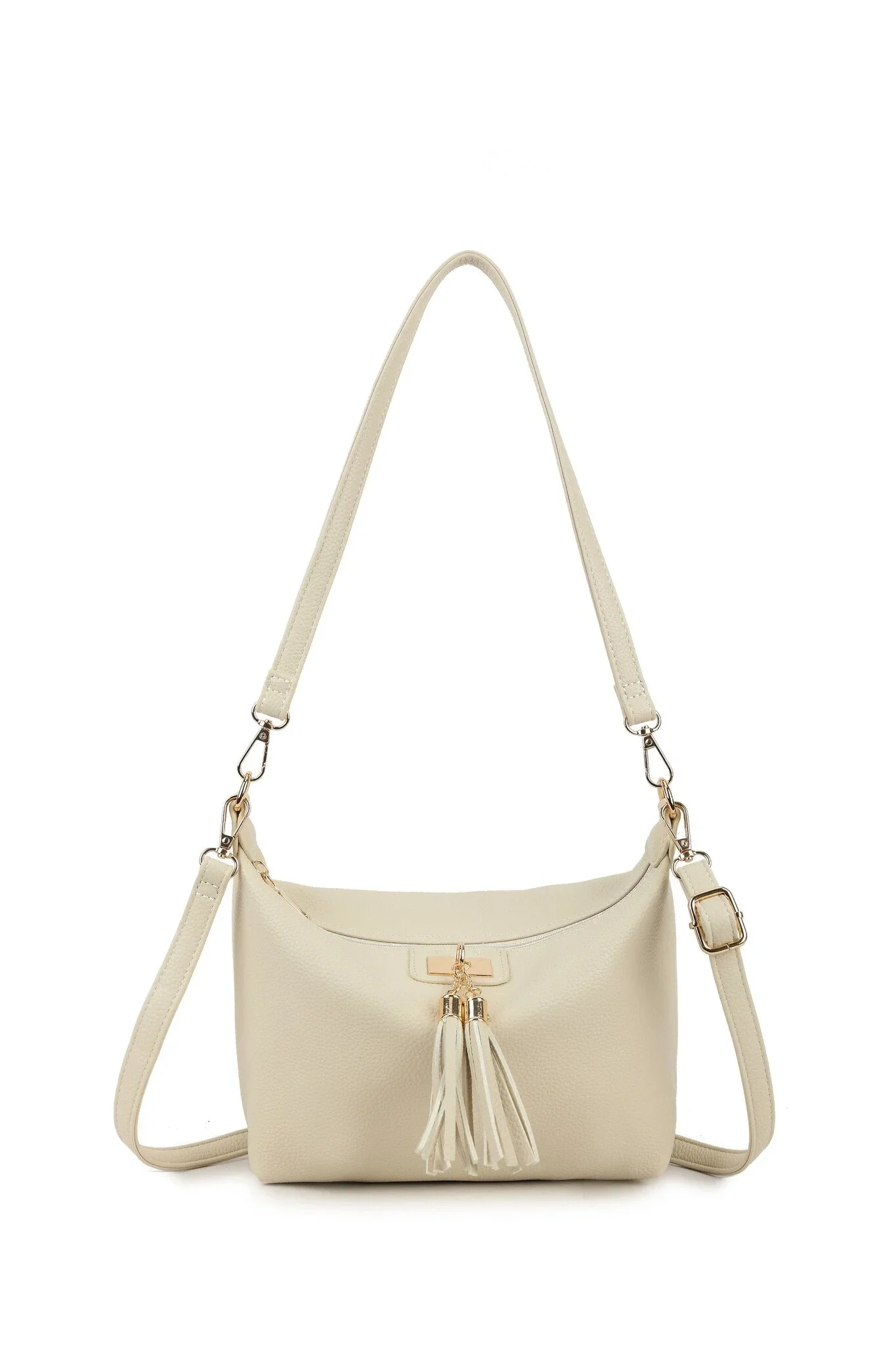 schoudertas met kwastdetail beige
